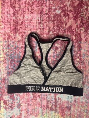 Victoria's Secret PINK Gray and Black Racerback Sports Bra